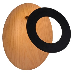 Paul Neuhaus Nevis LED-Wandleuchte aus Holz und Metall, naturfarben und schwarz.