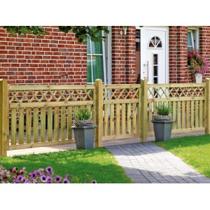 Grüner T & J Vorgartenzaun Kampen, 180x90 cm, aus Kiefer/Fichte mit Latten und Maschendesign.