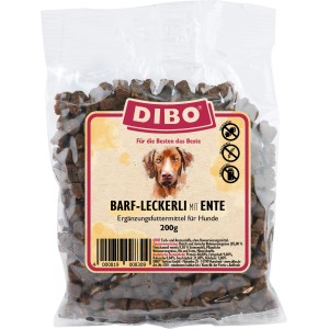 Dibo Hunde-Belohnungssnacks Barf Ente, 200g Packung. Leckerli für Hunde mit Ente.