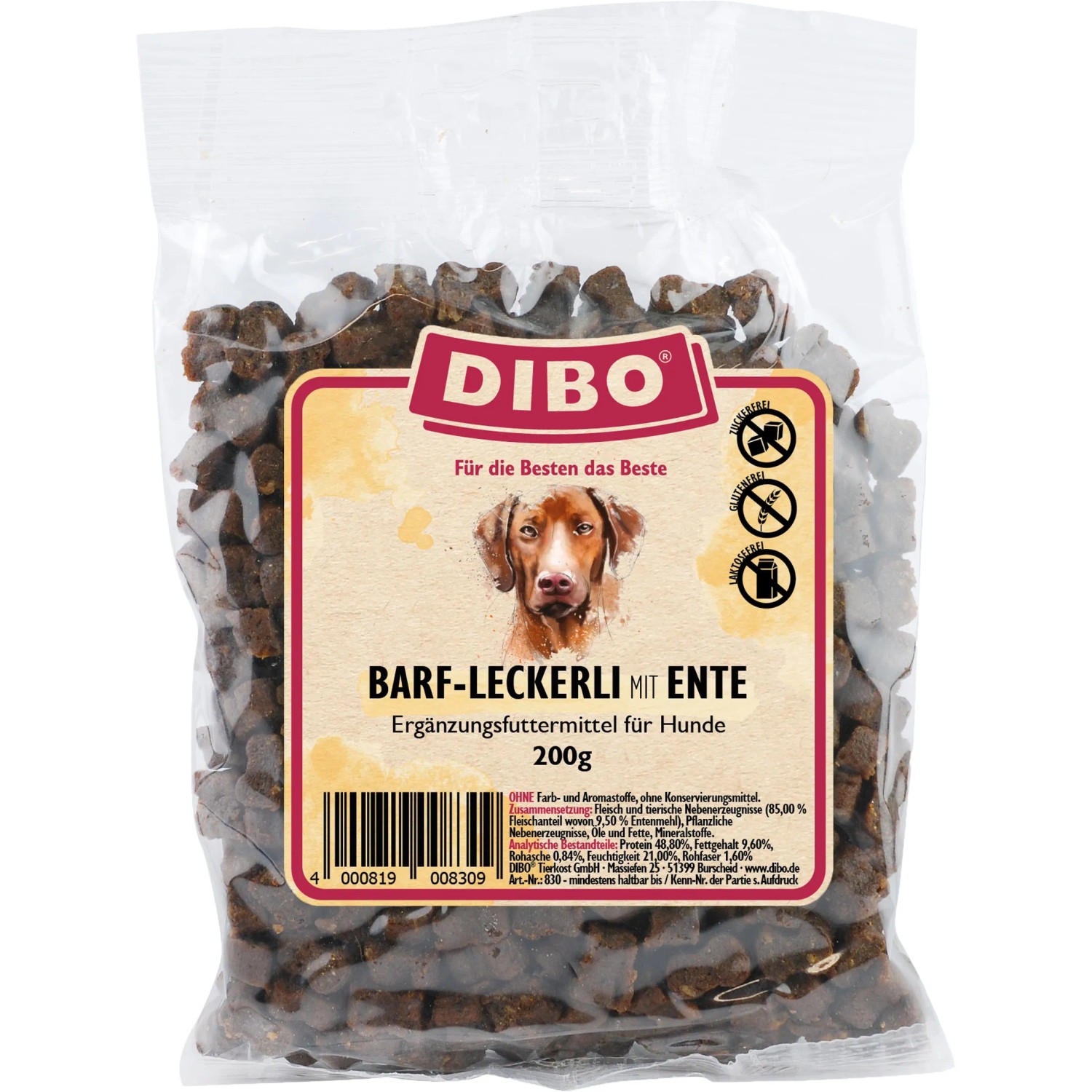Dibo Hunde-Belohnungssnacks Barf Ente 200 g