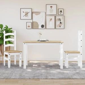 Weißer vidaXL Esstisch Panama aus massivem Kiefernholz mit heller Platte. Ideal für Küche & Esszimmer.