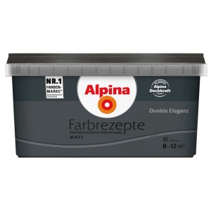 Alpina Farbrezepte Dunkle Eleganz, matte Innenfarbe im 1 Liter Eimer.