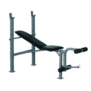 HOMCOM Hantelbank Kraftstation aus Stahl, verstellbare Rückenlehne und Beincurler für das Fitness-Workout.