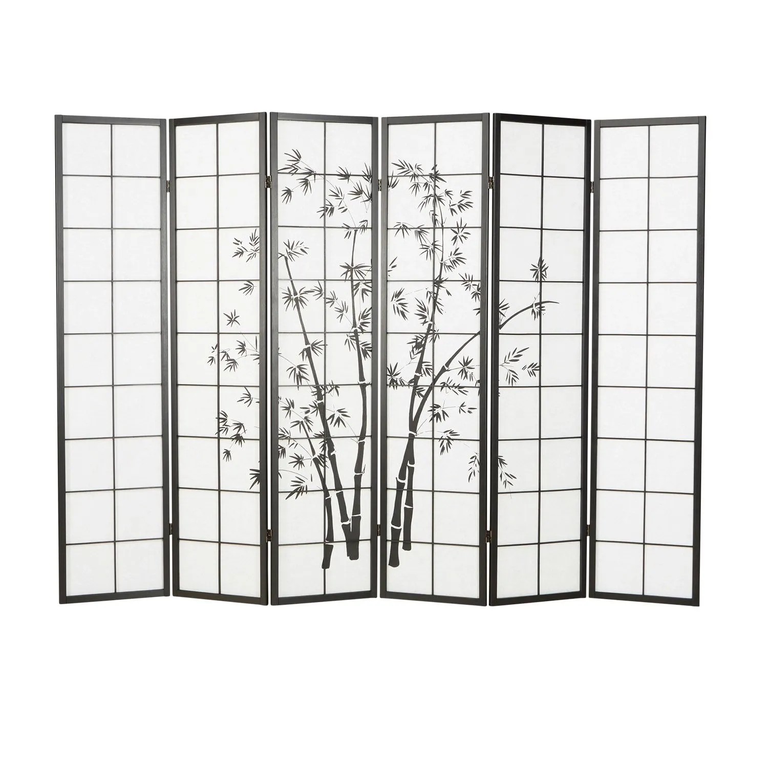 Homestyle4u 6-tlg. Paravent in Schwarz 264x179 cm 288