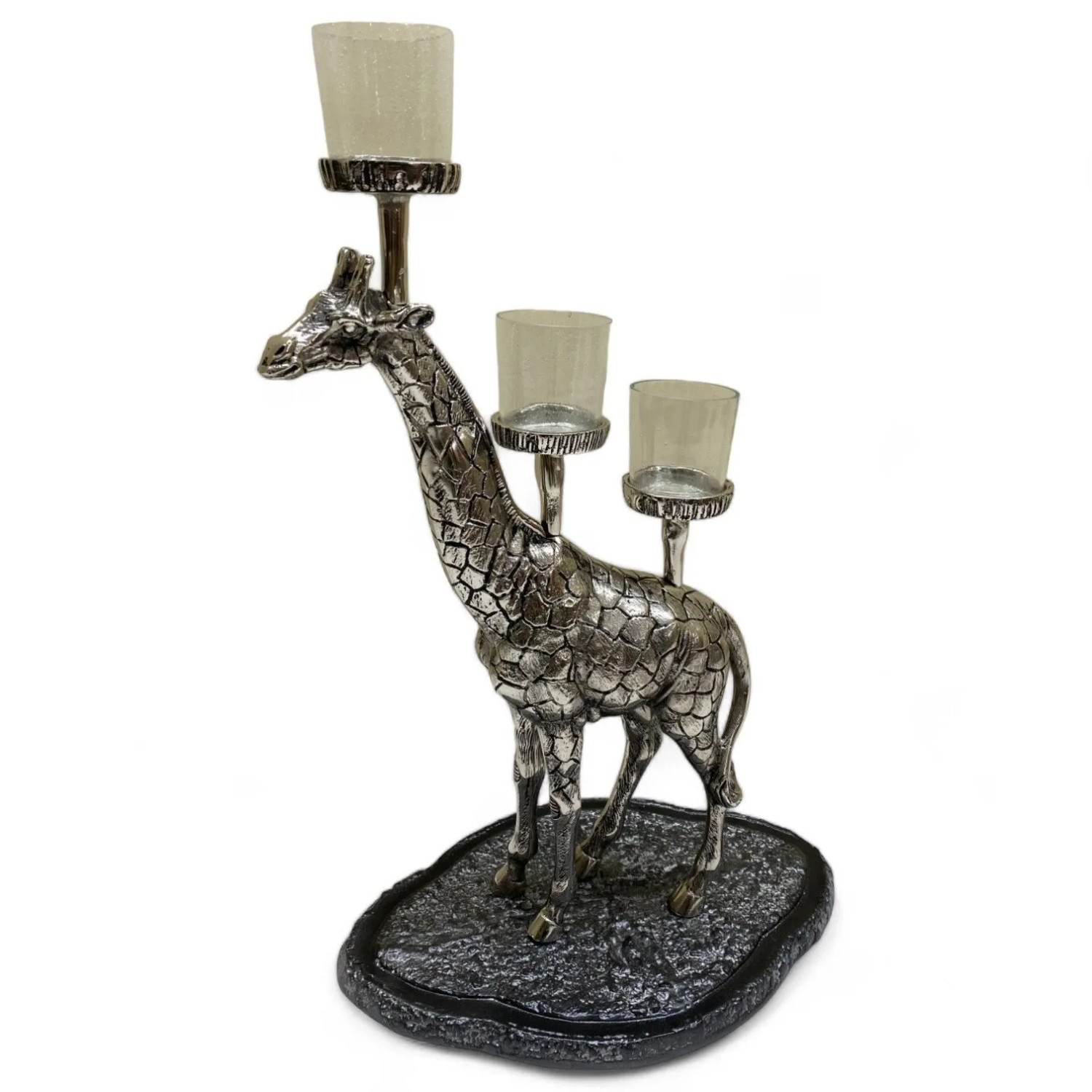 DELUKE Kerzenhalter TOM Aluminium Silber 50x21x33cm Dekoration Wohnzimmer Büro