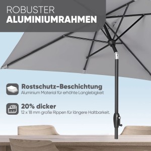 Sekey Aluminum Sonnenschirm mit Kurbel Rechteckig 210 x 140cm Gartenschirm Knickbar Marktschirm Garten Balkon Terasse Sonnenschutz UPF50+