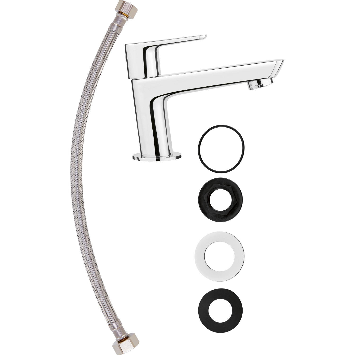 baliv Kaltwasserventil KV-4010 Chrom mit Schlauch und Dichtungen für Waschbecken