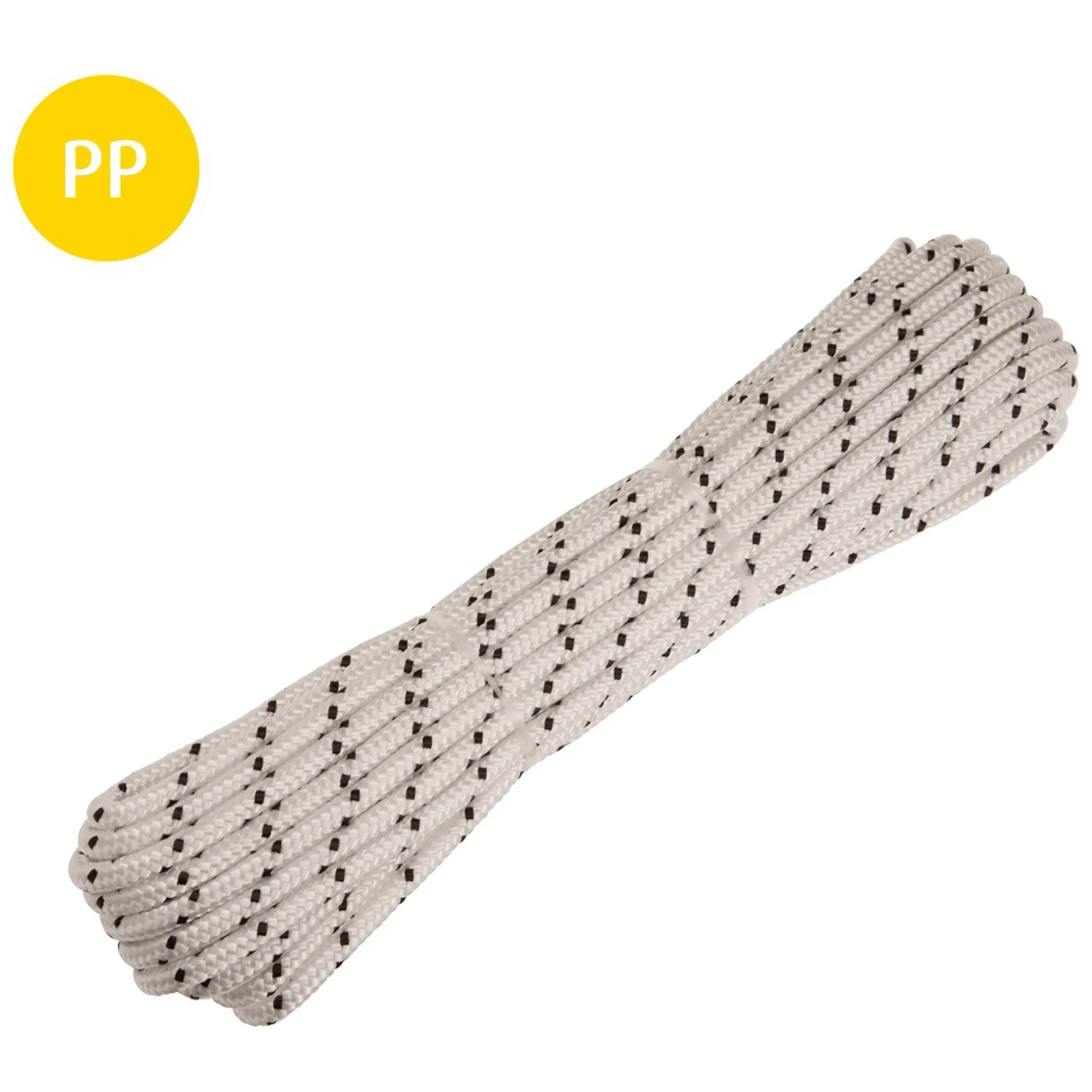 Conacord Seil Polypropylen Multifil Geflochten Ø 8 mm Länge 15 m Weiß-Schwarz
