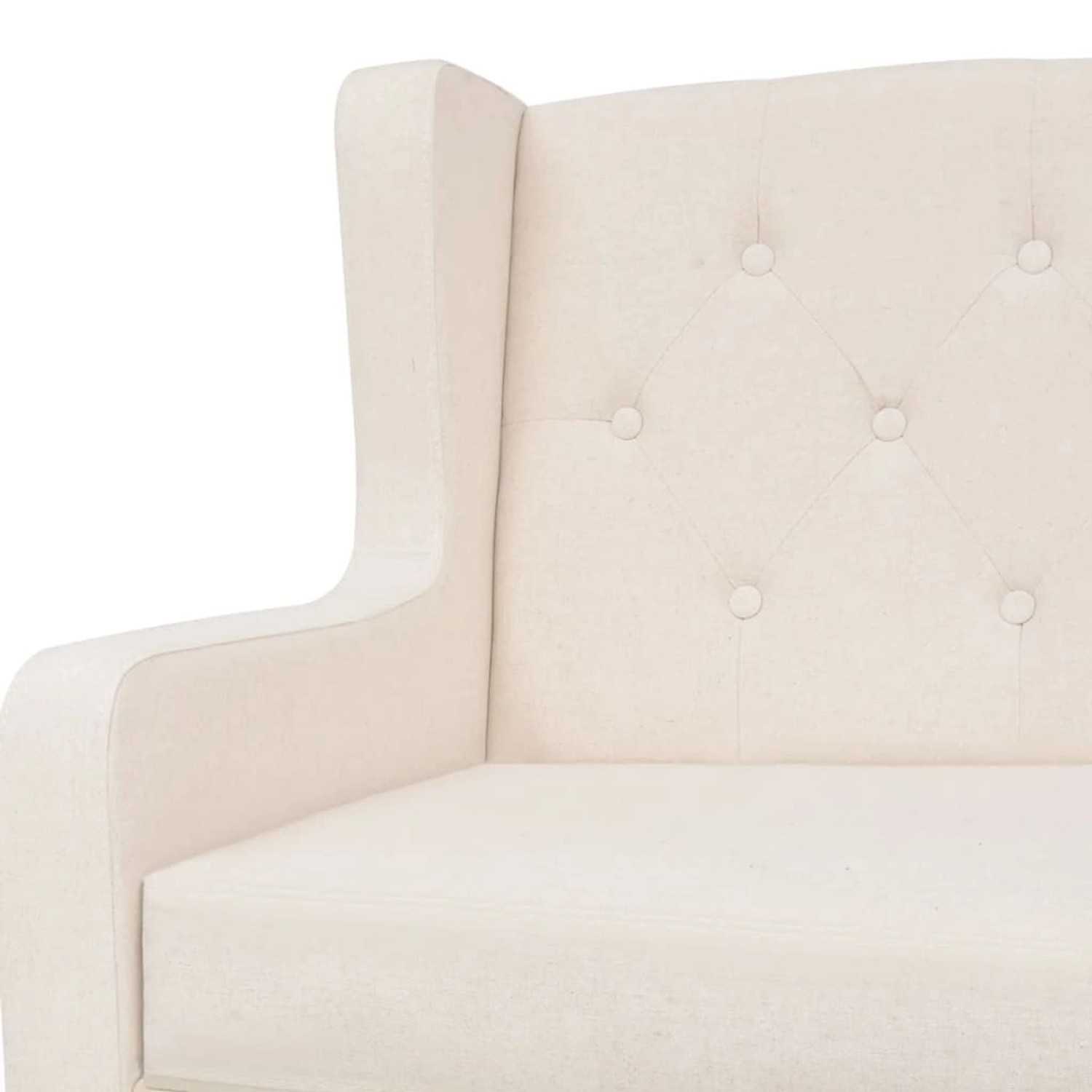 Detailansicht des cremeweißen vidaXL Sofa-Sets, bestehend aus Sessel und 2-Sitzer Sofa.