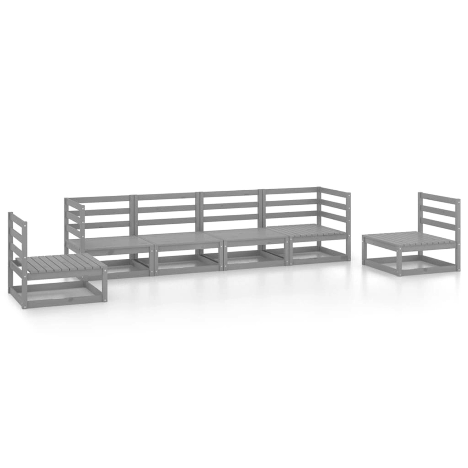 vidaXL 6-Tlg Garten-Lounge-Set Grau Massivholz Kiefer 3075401 günstig online kaufen