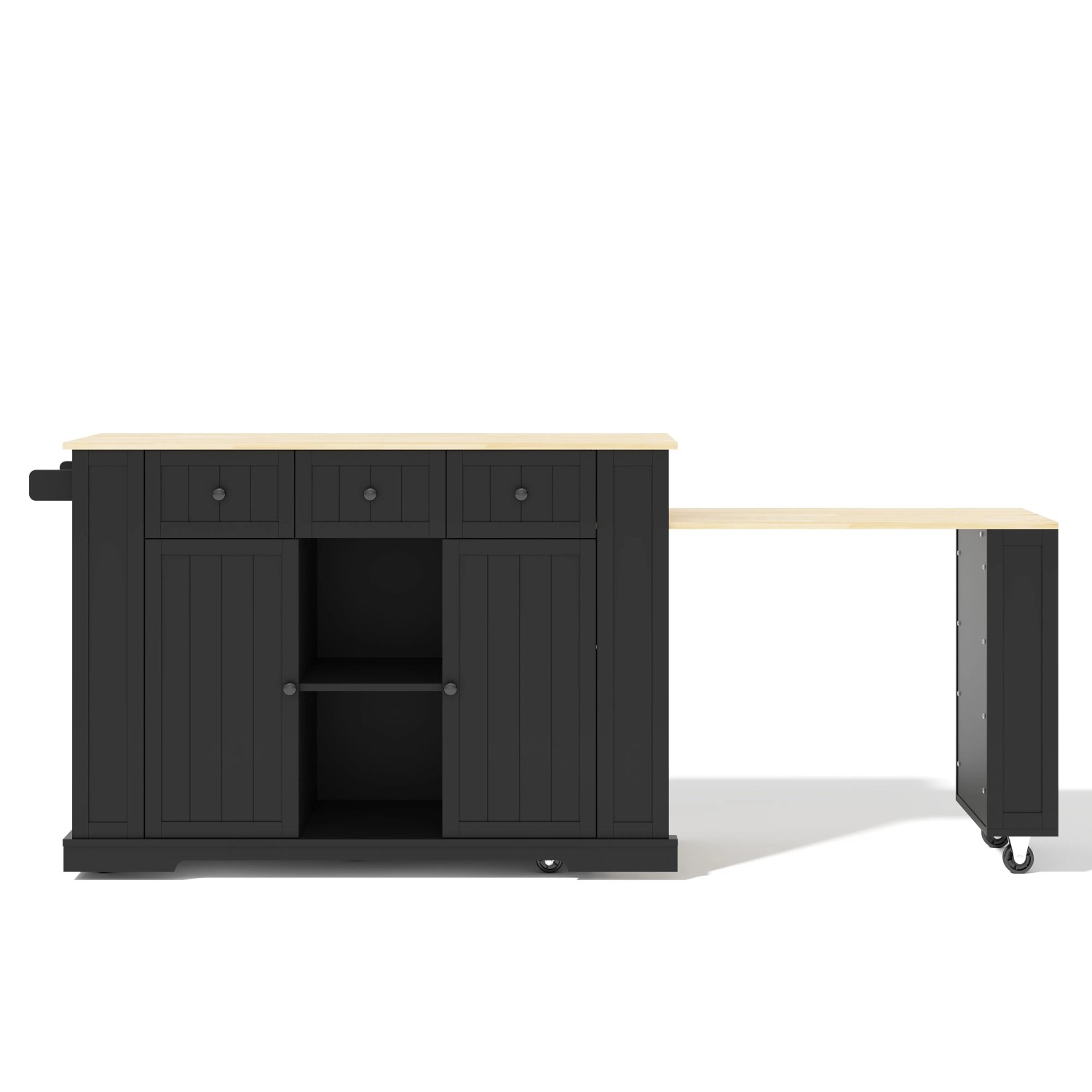 Merax Mobile Kücheninsel mit Ausziehtisch  Bartisch  7 Rollen  Regale  Stauraum 138x55x93cm