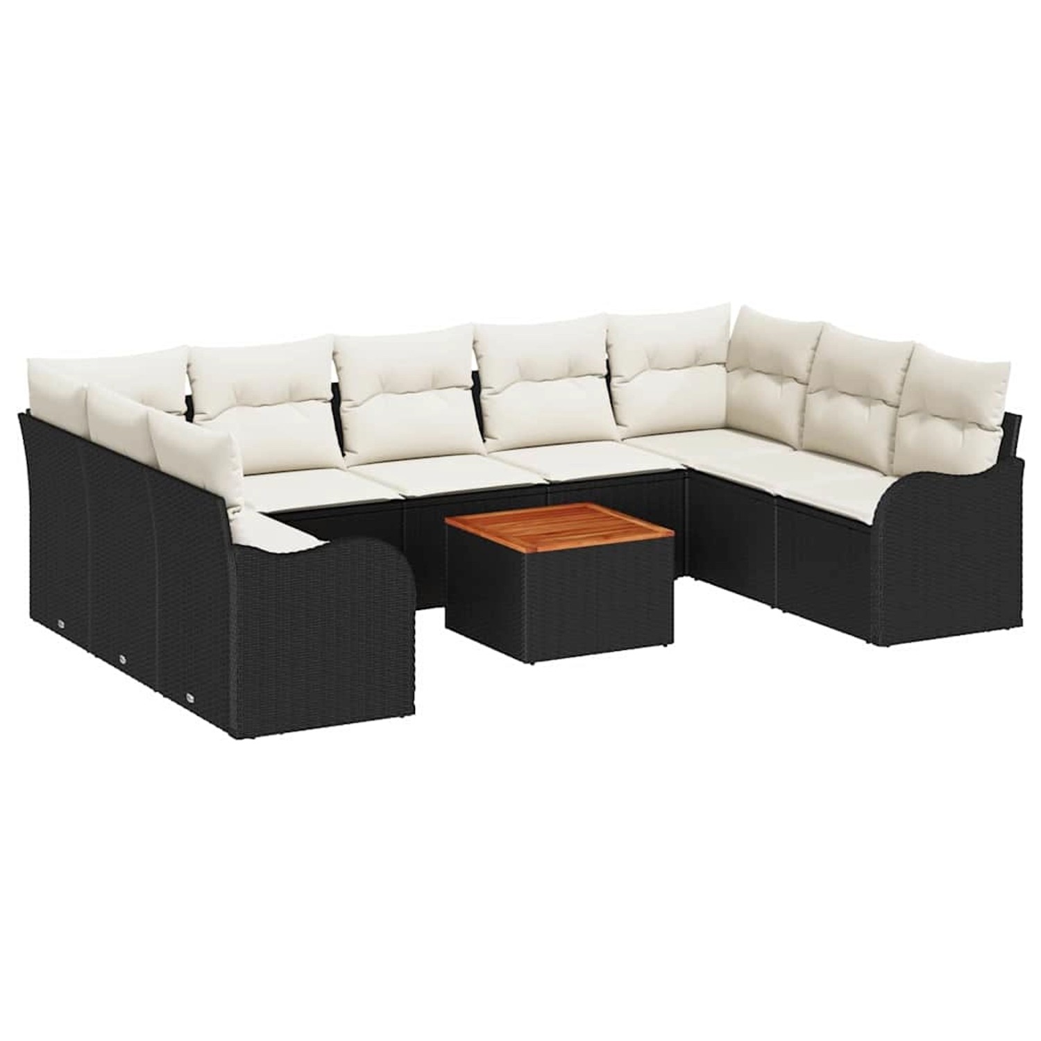 vidaXL Garten Sofa Set 10-Tlg Schwarz Weiß Poly Rattan Polyester 3356164 günstig online kaufen