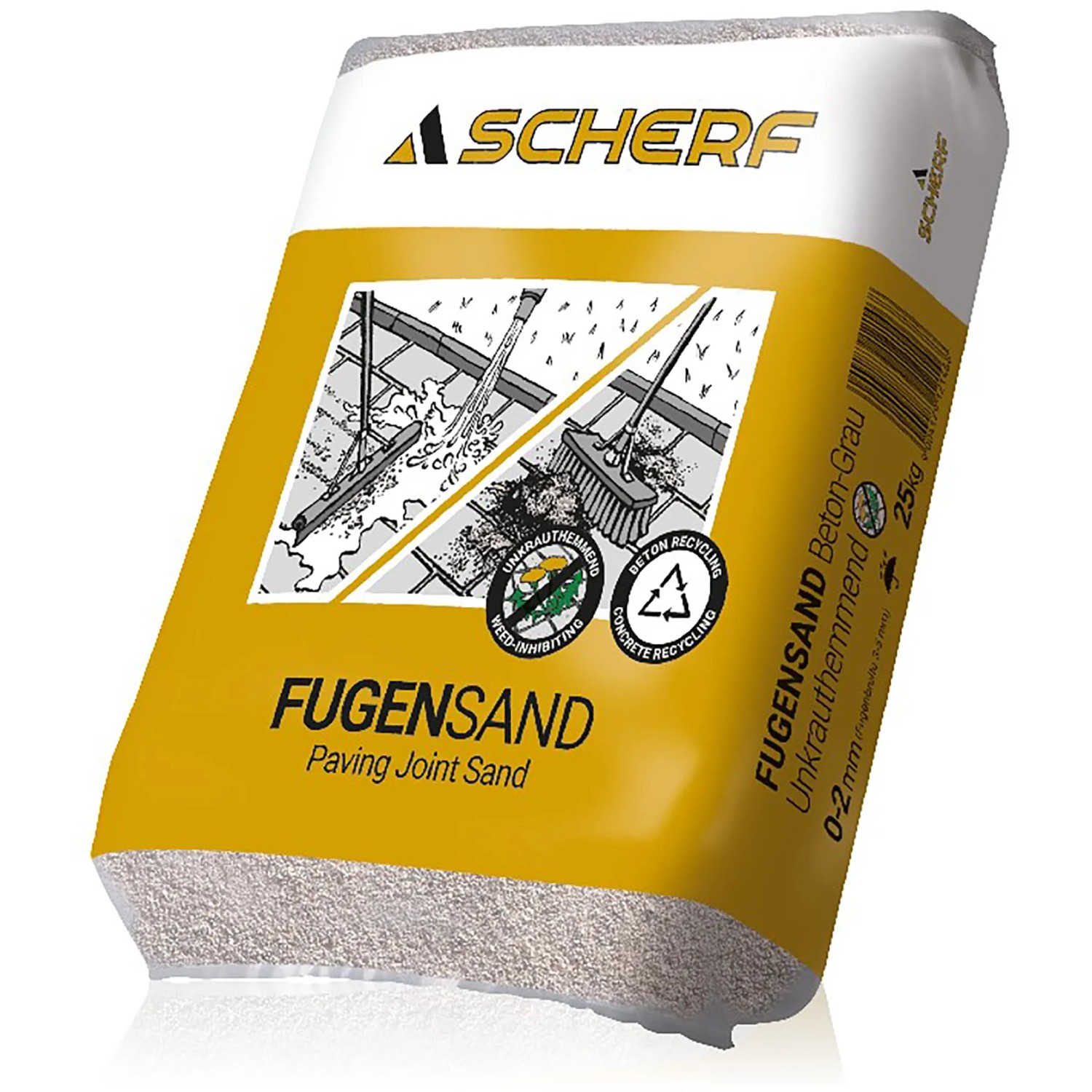 Sack Scherf Fugensand, beton-grau, unkrauthemmend, 25 kg, für Pflaster- und Plattenbeläge.