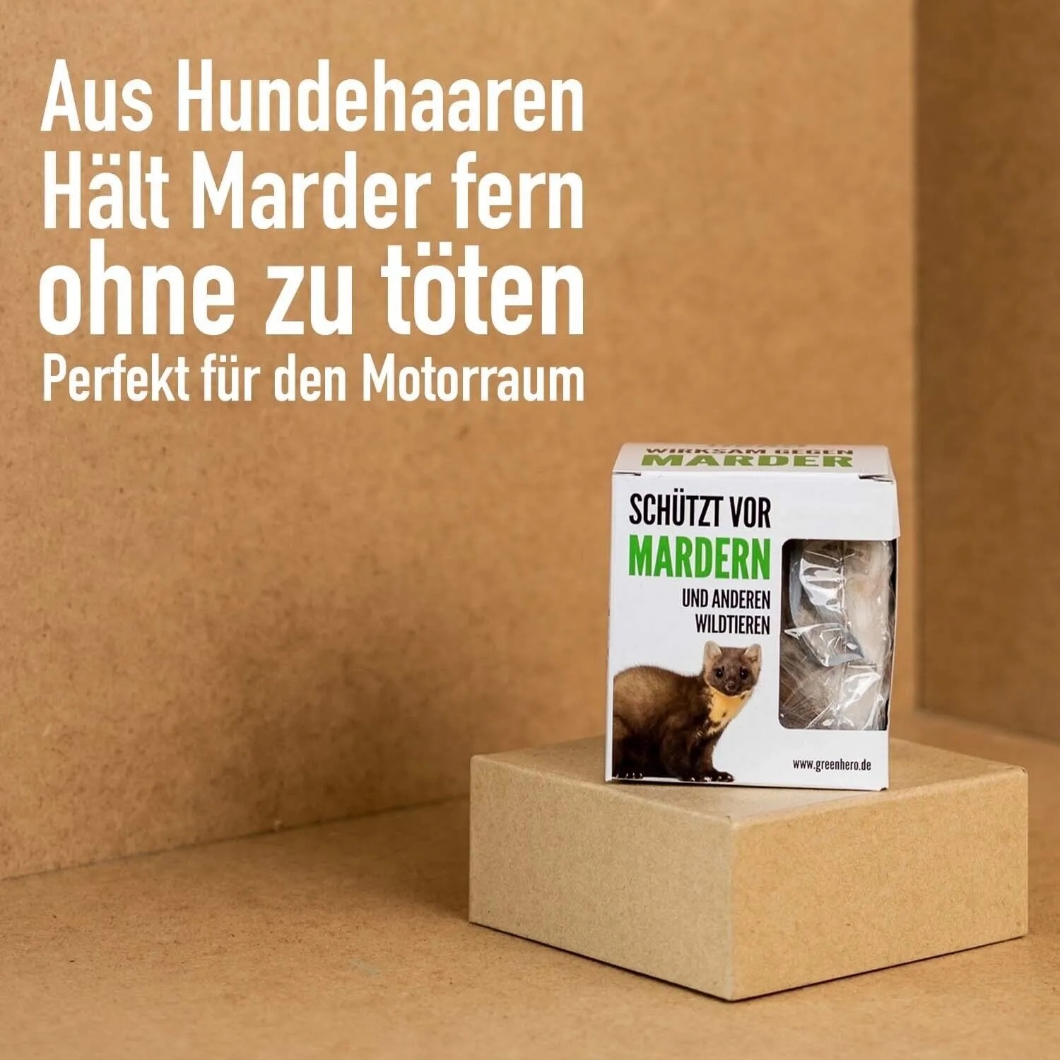 Greenhero Marderschreck: Marderabwehr mit Hundehaaren für Auto, Haus & Garage.