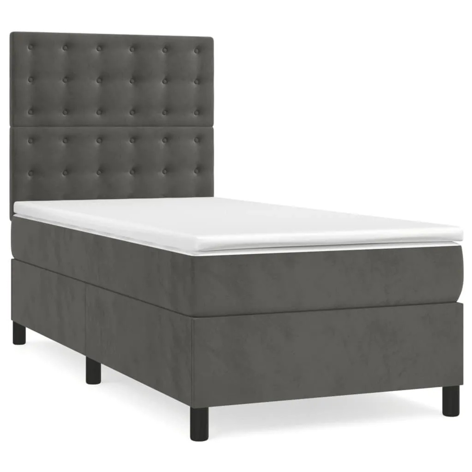 vidaXL Boxspringbett mit Matratze & LED Dunkelgrau 90x200 cm Samt 3136342 günstig online kaufen