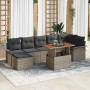 Graues 8-tlg. vidaXL Garten-Sofa-Set aus Poly Rattan mit Tisch und Stauraum.
