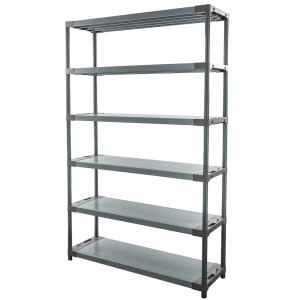 Graues PROREGAL Kunststoffregal Grey Bear Extra-Tall mit 6 Böden, Fachlast 70 kg.