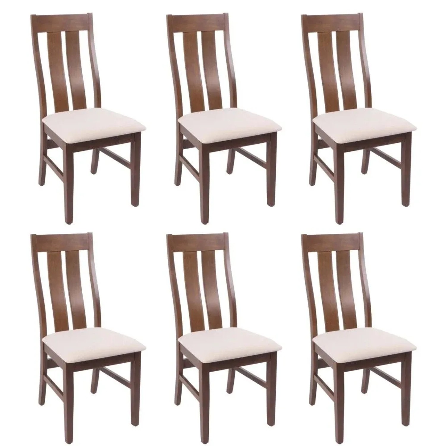 MCW Esszimmerstuhl M58 6er-Set Dunkles Gestell Creme