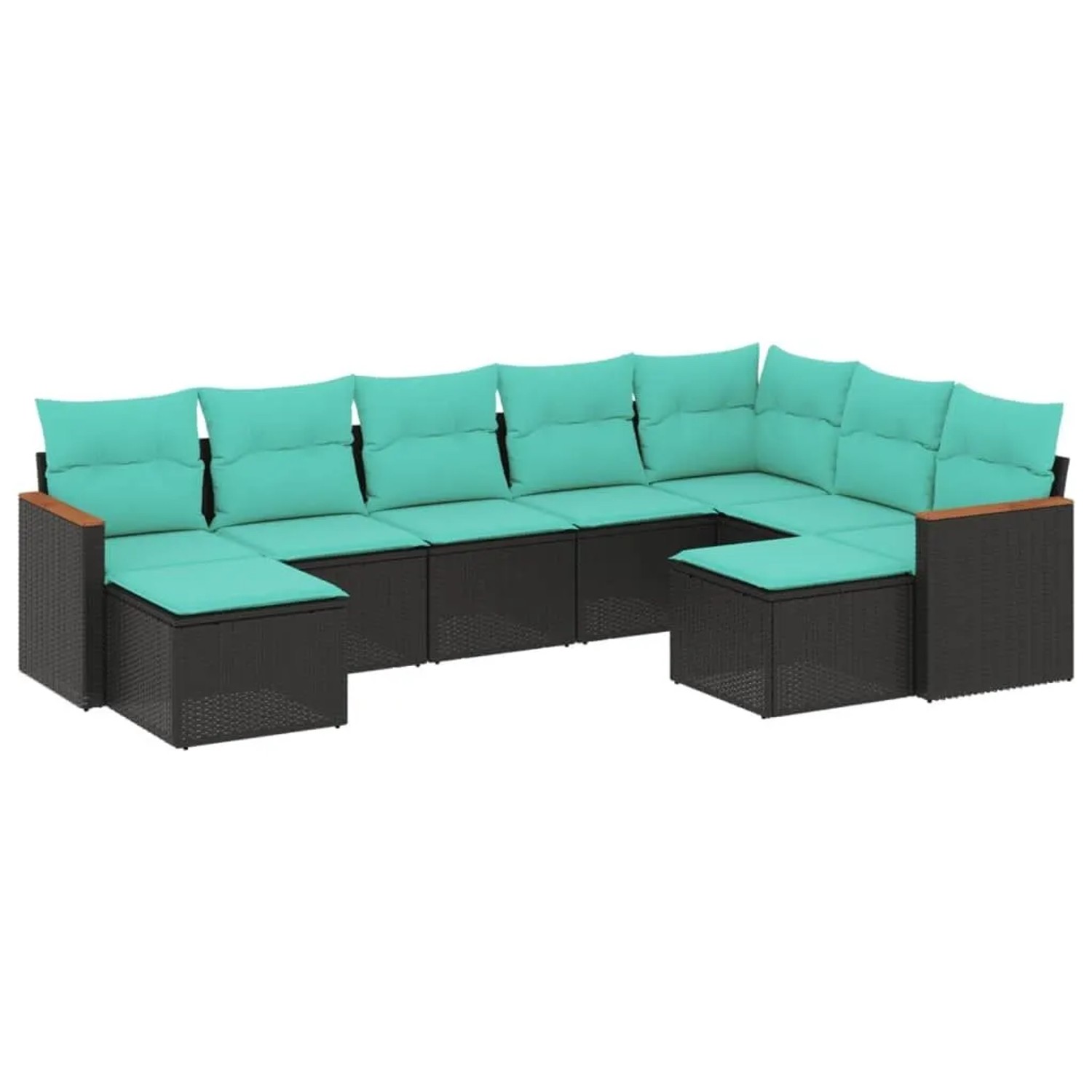 vidaXL 9-Tlg Gartensofa-Set mit Kissen Schwarz Polyrattan 3226540 günstig online kaufen