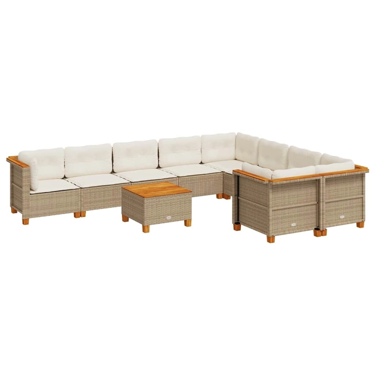 vidaXL 10-Tlg Garten-Sofagarnitur mit Kissen Beige Poly Rattan 3262009 günstig online kaufen