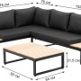 Greemotion Lounge-Set Rio, 3-teilig, Aluminium schwarz mit Akazienholz-Tisch und grauen Kissen.