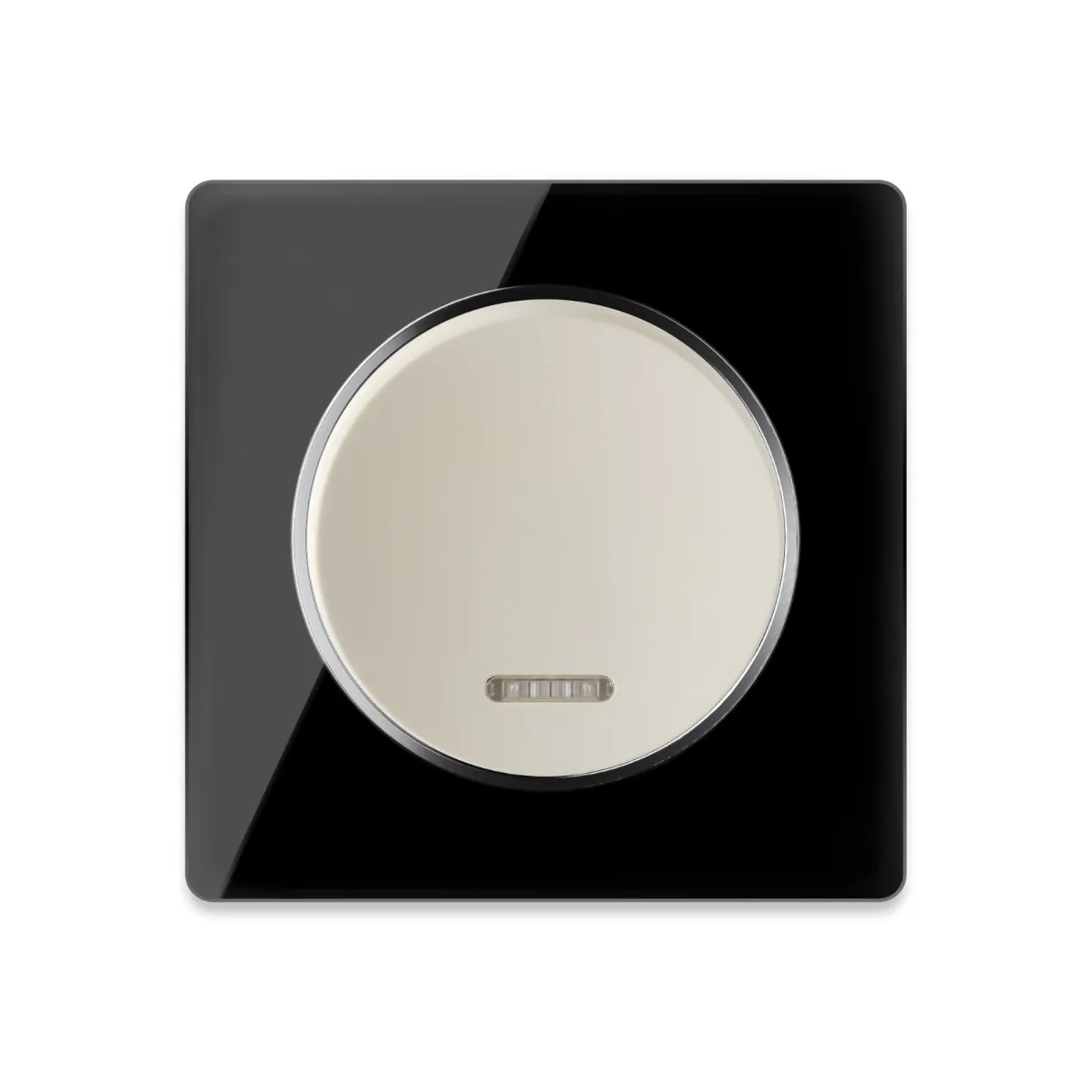 OneKeyElectro Kontrollschalter 1fach Beige mit Glas Abdeckrahmen Schwarz