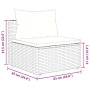 vidaXL Gartenmöbel: Lounge-Set, 6-teilig, grau, Polyrattan, mit Kissen. Detailansicht der Maße.