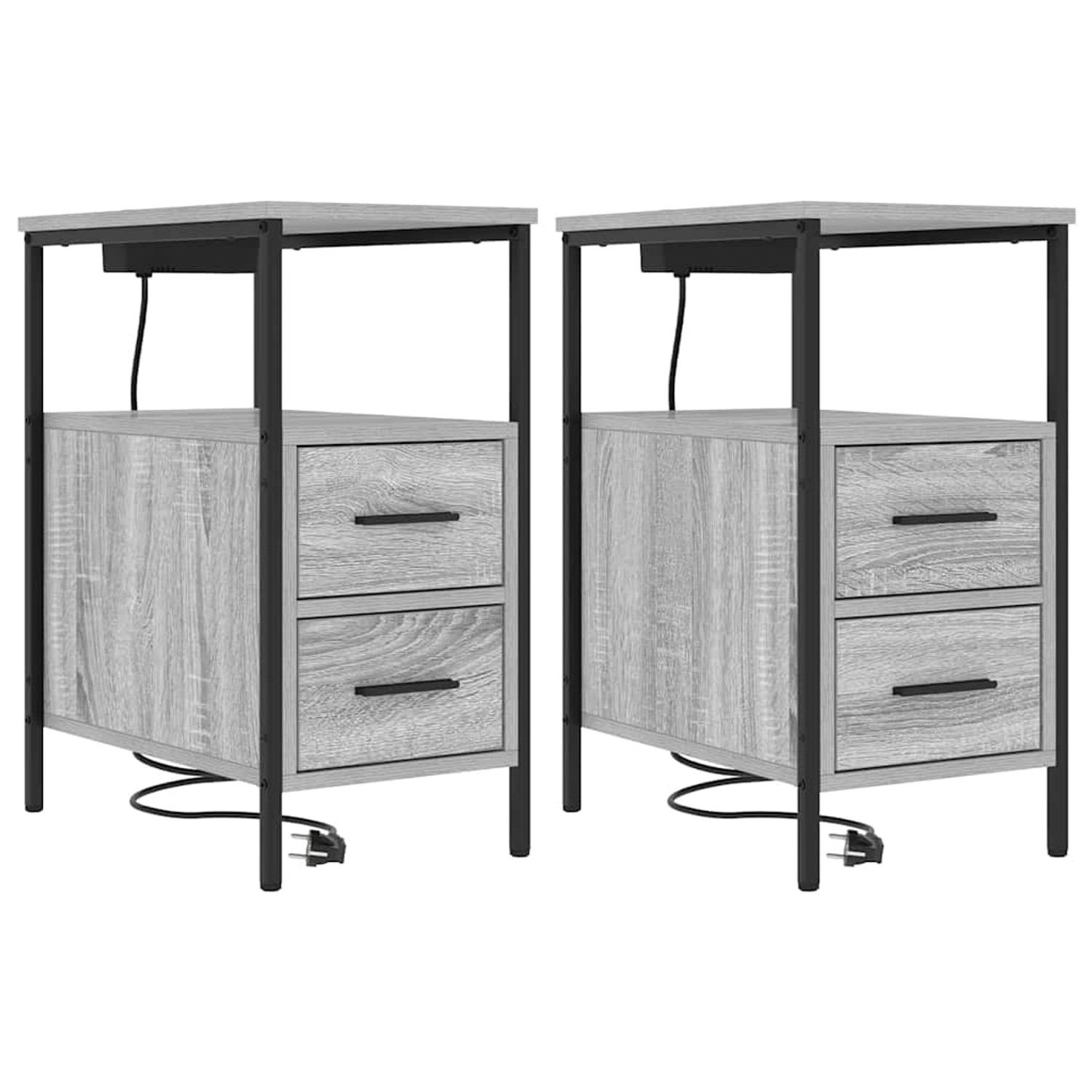 vidaXL Nachttisch 2 Stk Grau Sonoma 30 x 48 x 61 cm Holzwerkstoff 859417 günstig online kaufen
