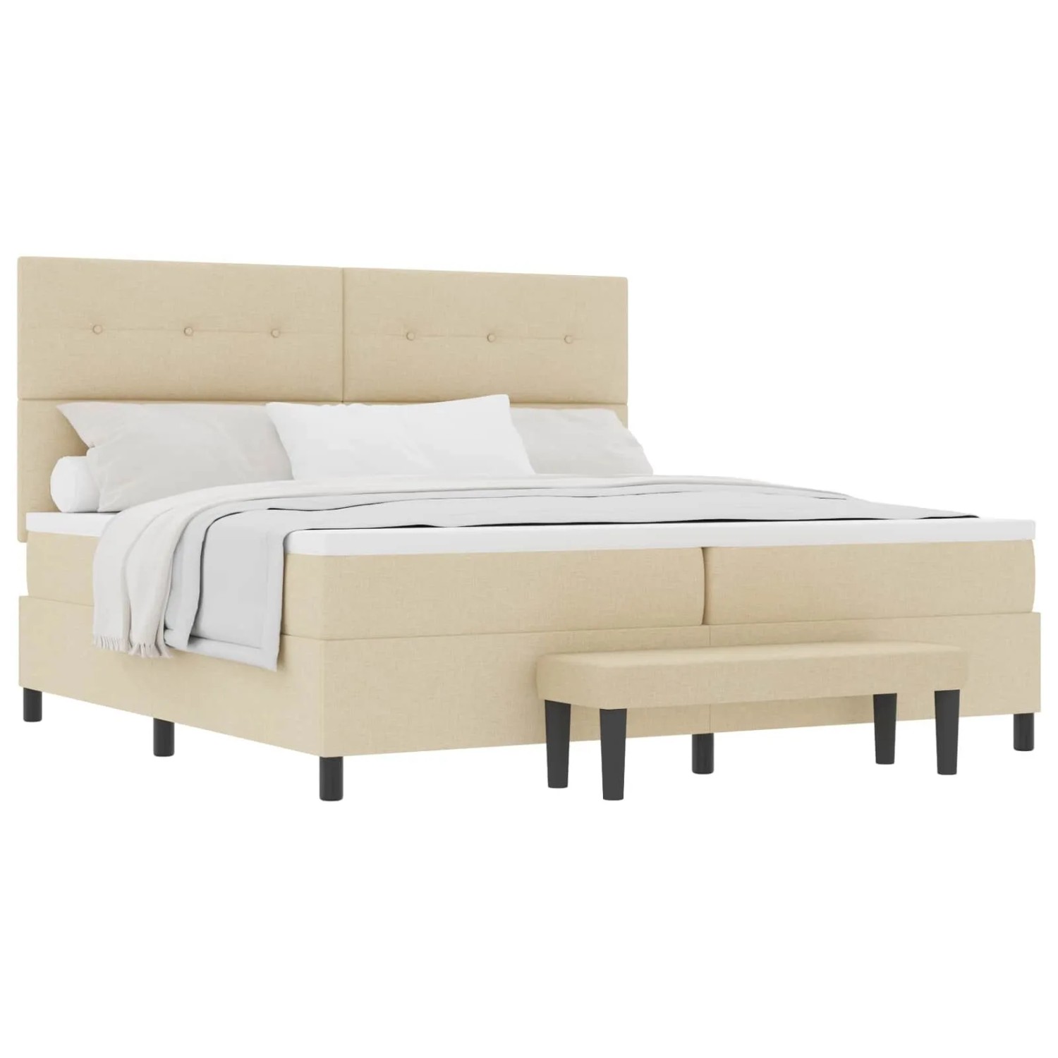vidaXL Boxspringbett mit Matratze Creme 200 x 200 cm Stoff 3344098
