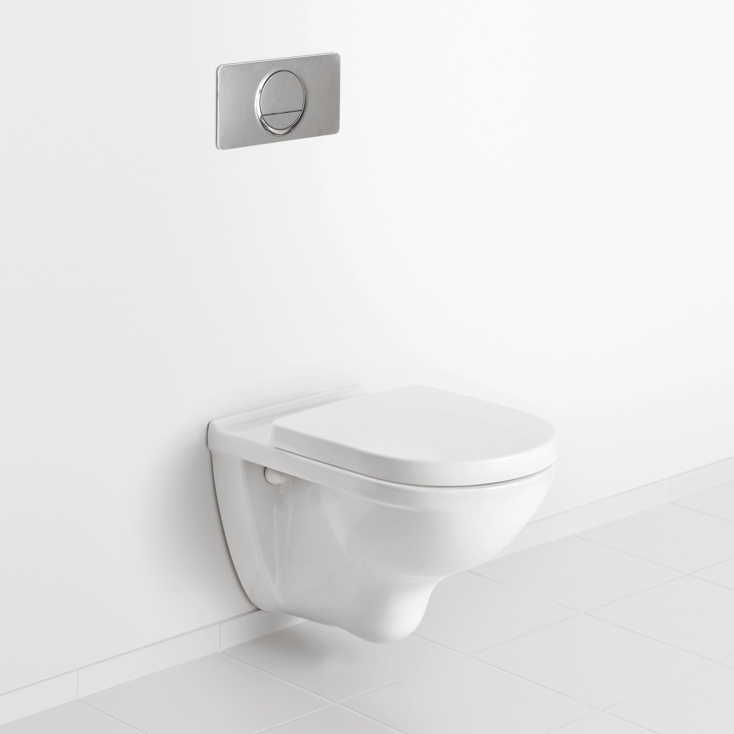 Villeroy & Boch O.Novo Wand-WC Set mit Betätigungsplatte, Tiefspüler in Weiß.