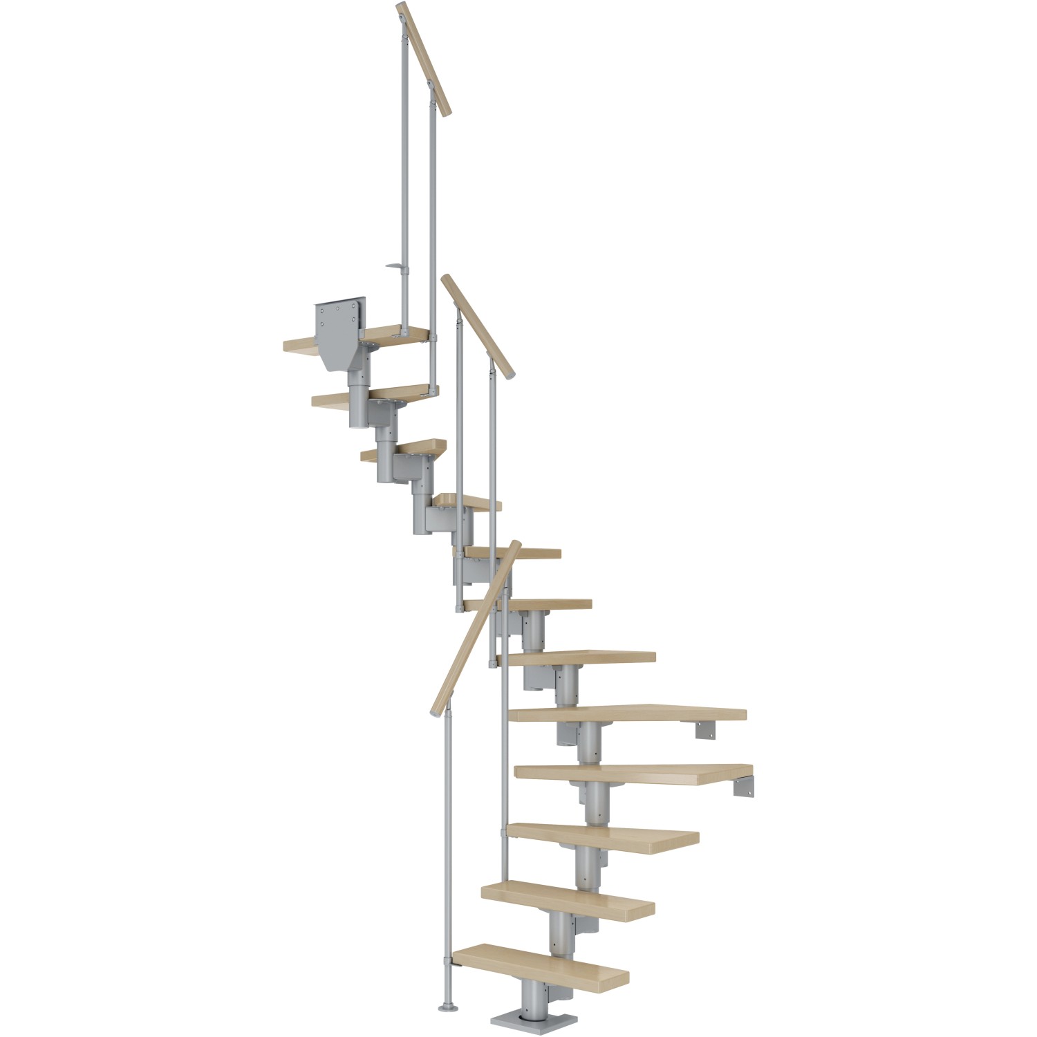 Dolle Mittelholmtreppe Dublin Ahorn Perlgrau GH bis 315 cm 1/2 Gewendelt 65 günstig online kaufen