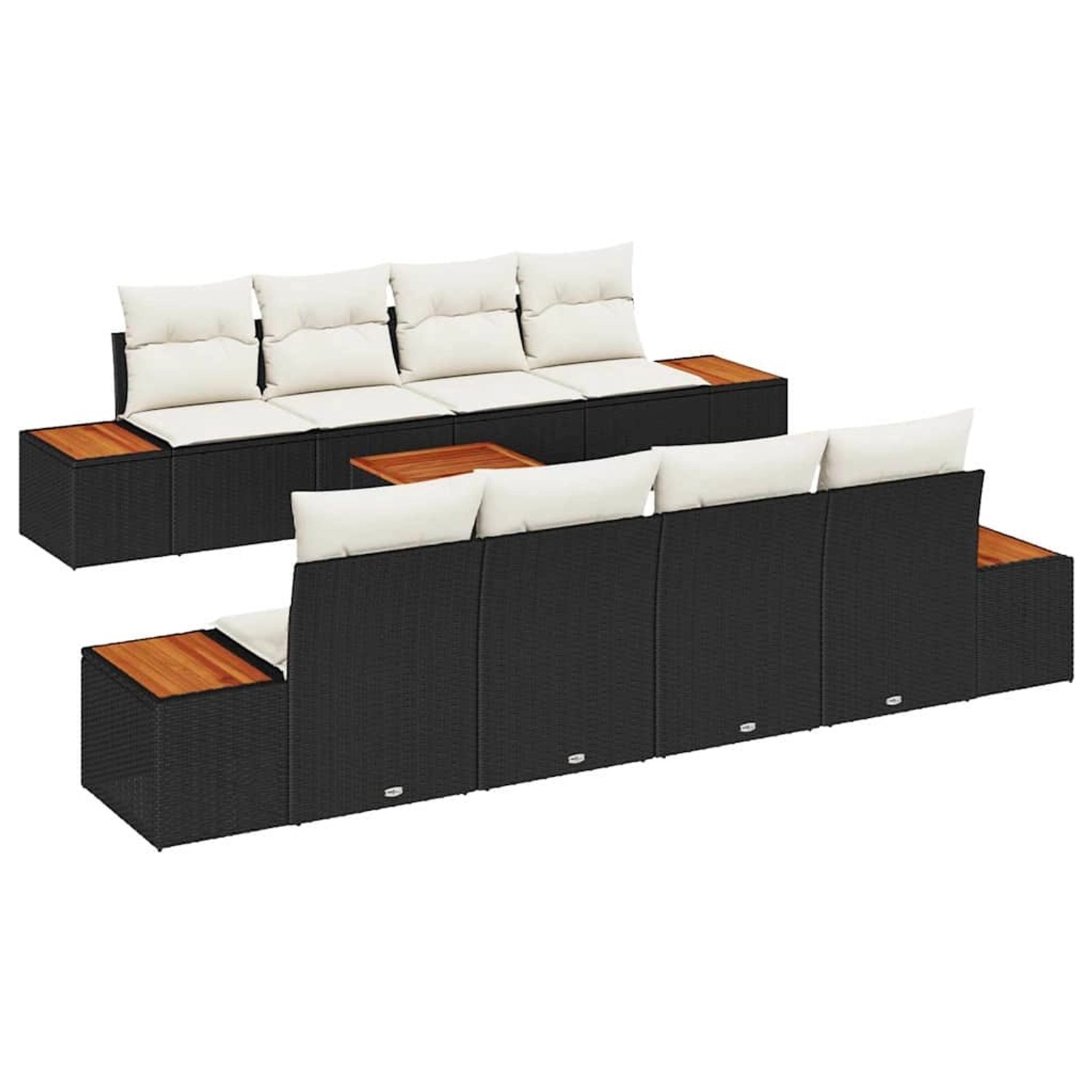 vidaXL Garten-Sofa-Set mit Kissen 9-Tlg Schwarz Poly Rattan 3356717 günstig online kaufen