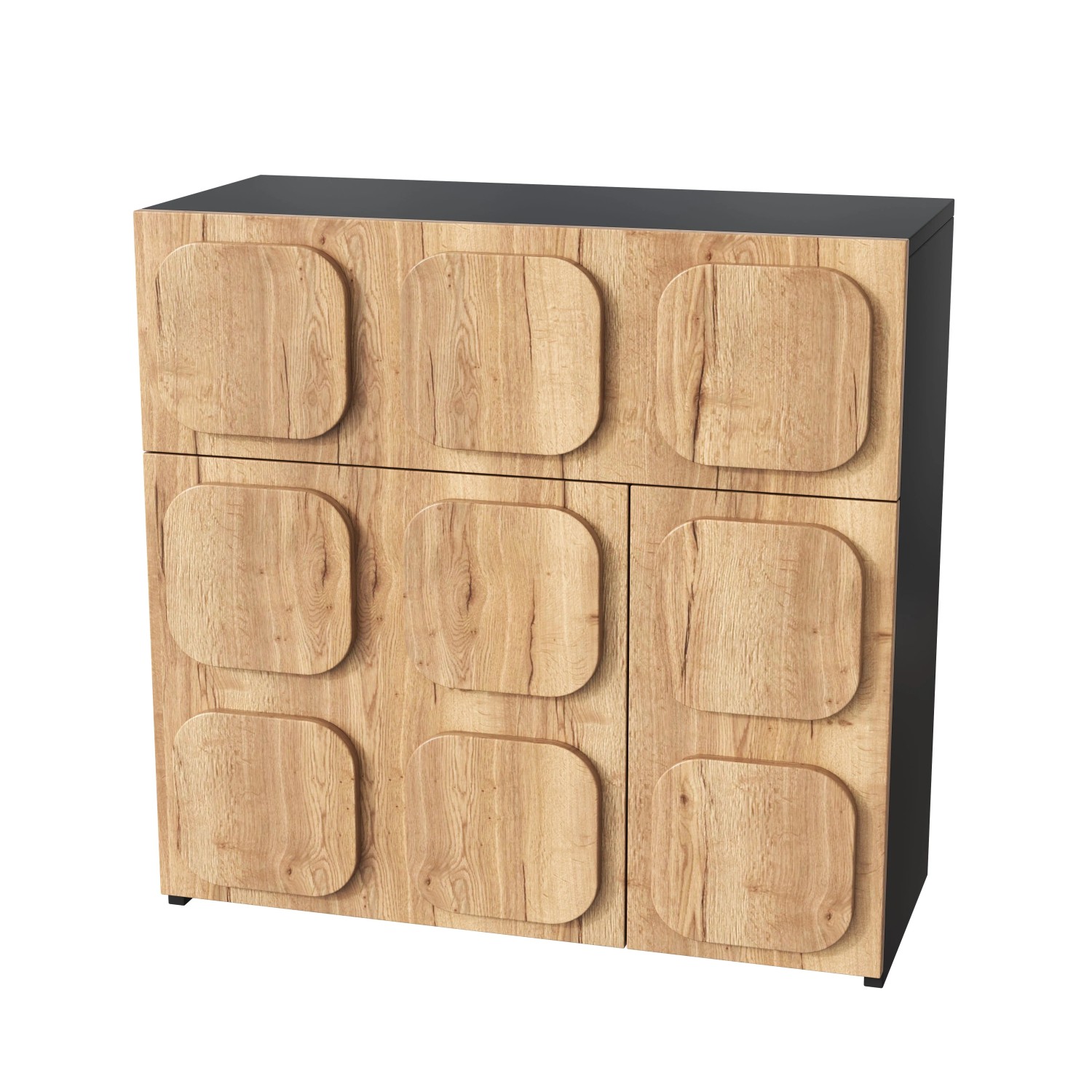 okwish Kommode mit 4 Fächern Wohnzimmer 79.6x34.8x81cm Natur