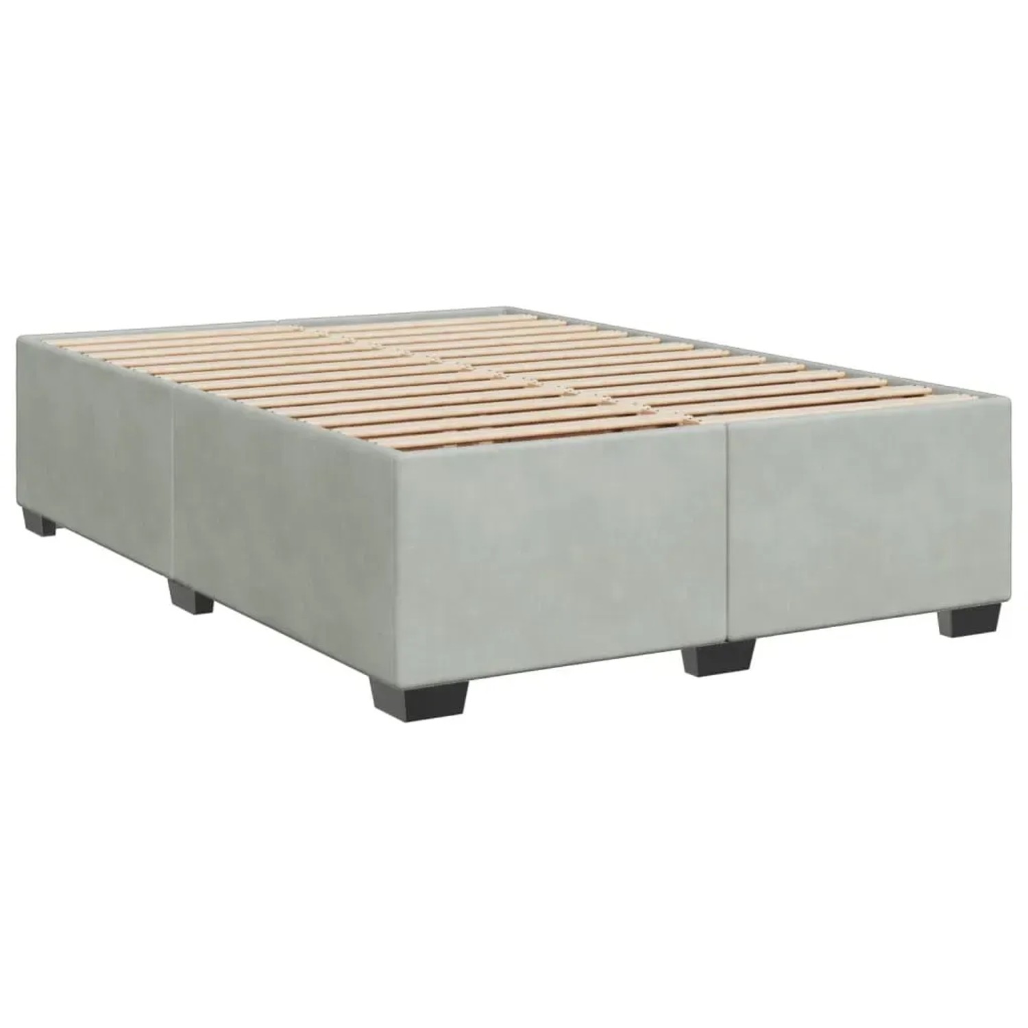 Hellgraues vidaXL Boxspringbett 140x200 cm mit Lattenrost. Bettrahmen aus Samt.