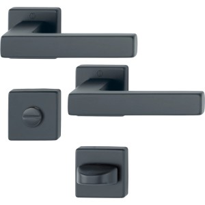 Hoppe Rosettengarnitur Austin Aluminium WC, Türbeschlag für Innentüren in Schwarz.