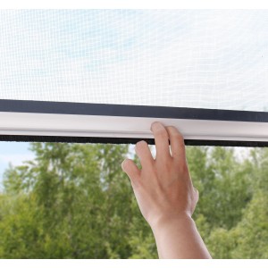 Avosdim Jalousie mit Moskitonetz, 80x130cm, verstellbar, weiße PVC Fensterrollo mit Hand.