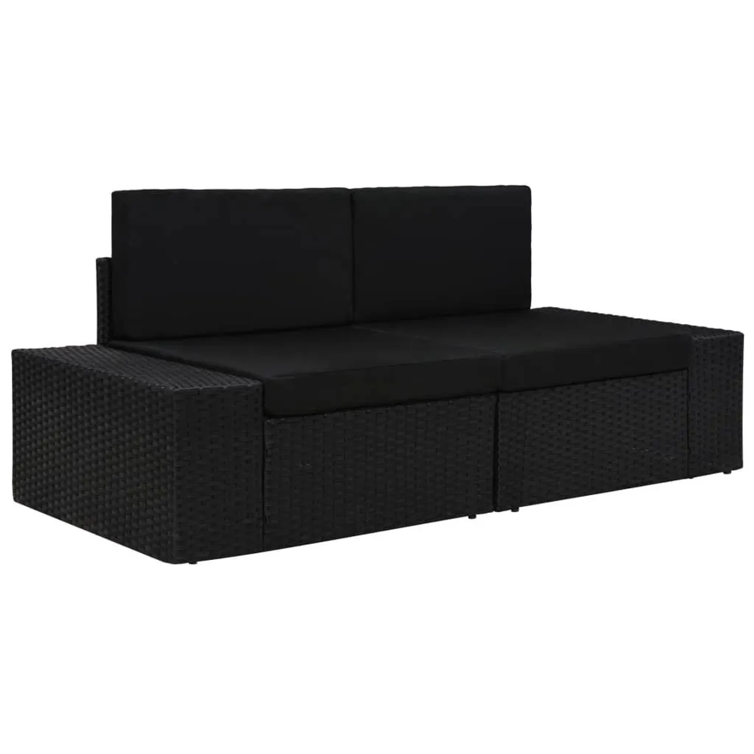 vidaXL Modulares 2-Sitzer-Sofa Poly Rattan Schwarz 49505