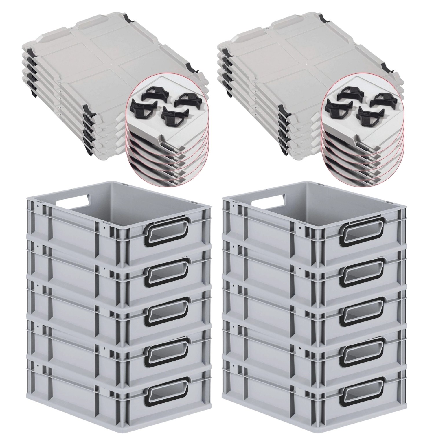 PROREGAL SparSet 10x Eurobox Nextgen Color Mit Auflagedeckel HxBxT 12x30x40 günstig online kaufen
