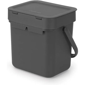 Dunkelgrauer PROREGAL Abfallsammler mit Deckel, 3 Liter, aus Kunststoff.
