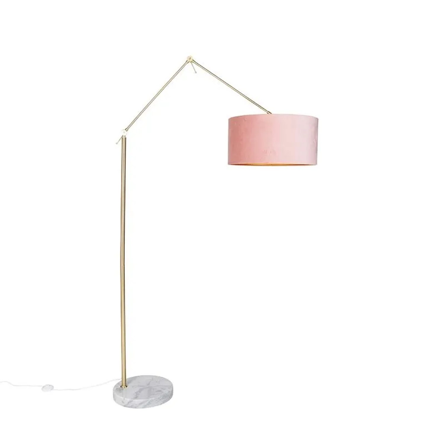 QAZQA Moderne Stehlampe Gold Samtschirm Rosa 50 cm Editor