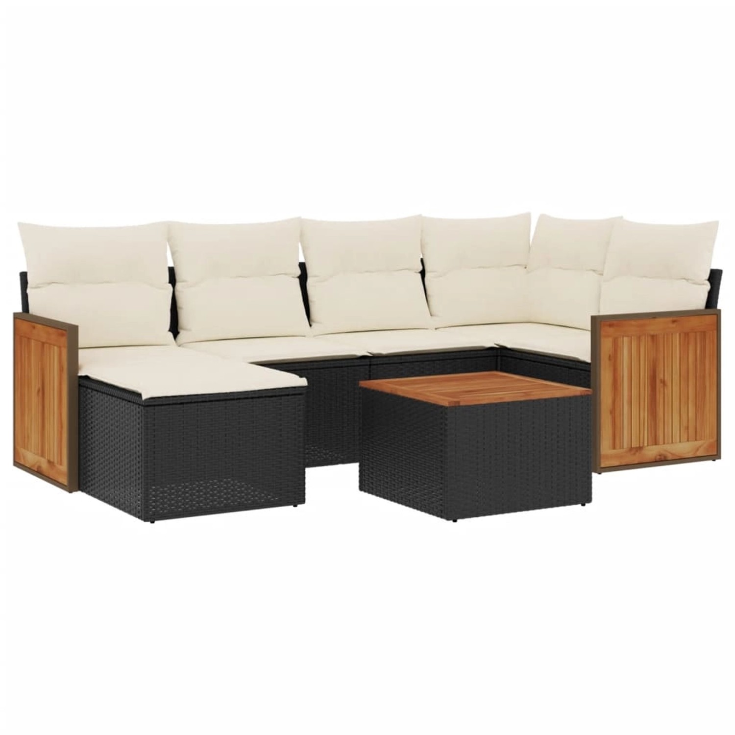 vidaXL 7-Tlg Garten-Sofagarnitur mit Kissen Schwarz Poly Rattan 3227862 günstig online kaufen