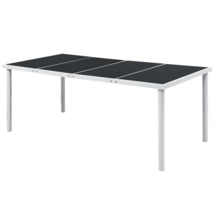 Schwarzer Furnicato Gartentisch mit Glasplatte, Teil der 9-tlg Essgruppe.
