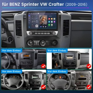 Junsun 10 Zoll Autoradio für BENZ Sprinter/VW Crafter (2009-2016) im Armaturenbrett, mit Touchscreen.