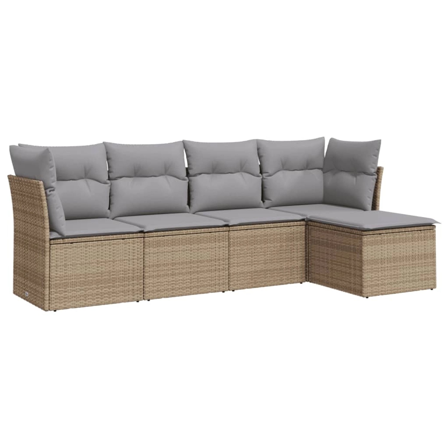 vidaXL 5-tlg Garten-Sofagarnitur mit Kissen Beige Poly Rattan Modell 11