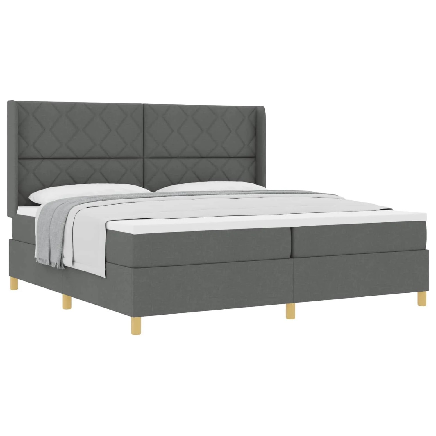 vidaXL Boxspringbett mit Matratze Dunkelgrau 200 x 200 cm Stoff 3341918
