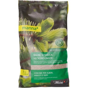 Manna Baum-, Strauch-, Heckendünger, 2 kg Packung für gesunde Pflanzen.