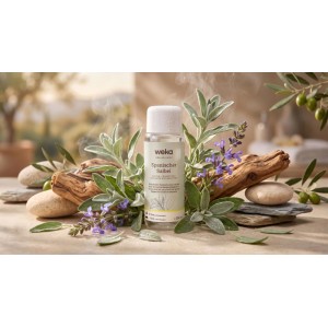 WekaPur Sauna-/Dampfbadduft Spanischer Salbei Flasche mit Salbei, Lavendel, Steinen und leichtem Dampf. Sauna-Zubehör.