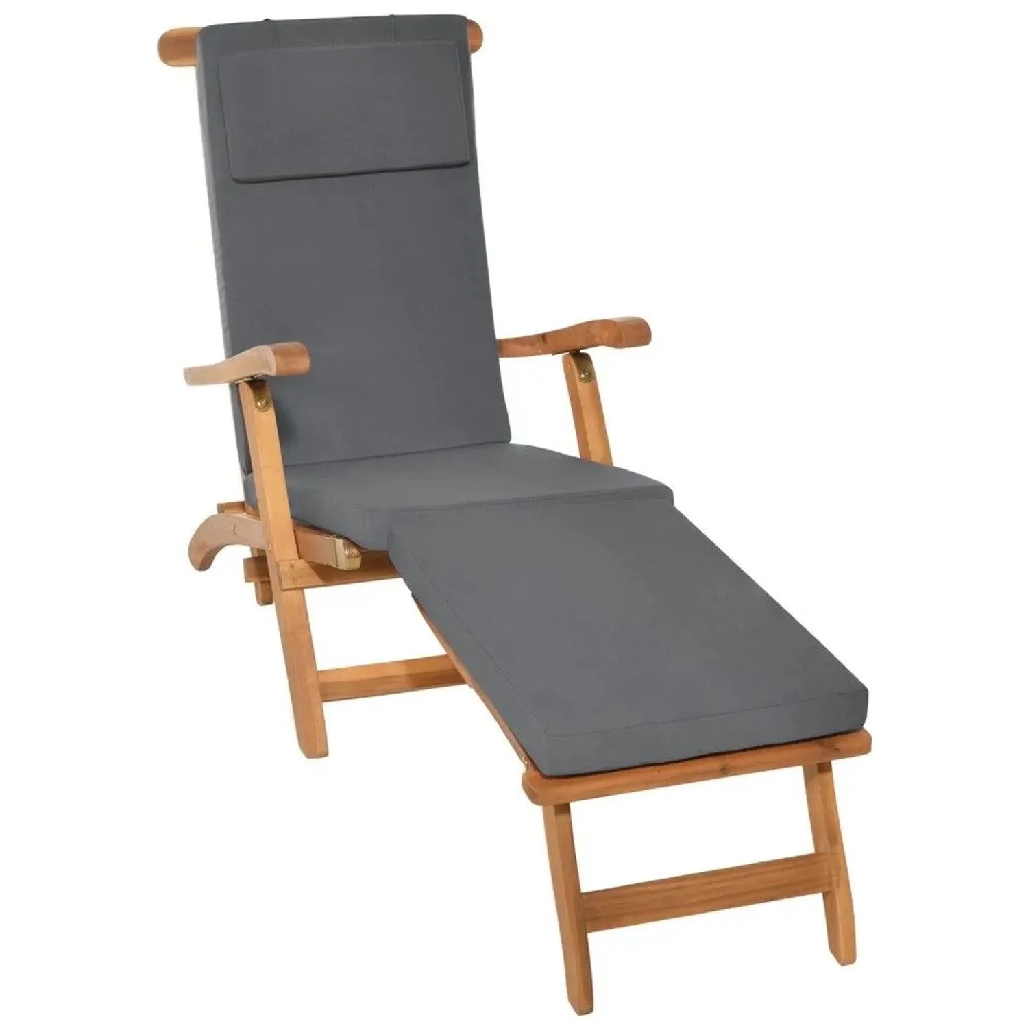 Beautissu Loftlux DC Deckchairauflage 175x45x5cm Graphitgrau