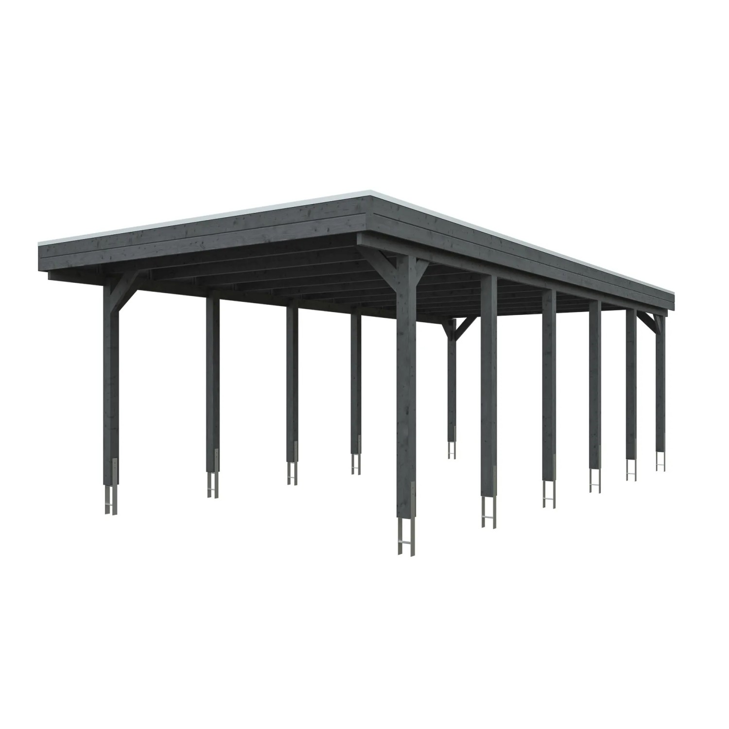 Skan Holz Carport Friesland mit EPDM-Dach 402 x 860 cm Schiefergrau