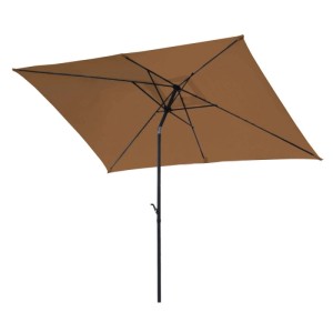 Rechteckiger Svita Sonnenschirm 3x2m in mattem Taupe mit Kurbel und Stahlgestell für Garten & Balkon.